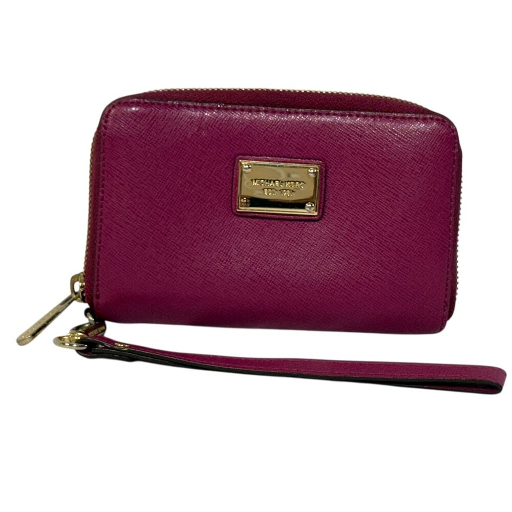 Michael Kors Jet Set Travel Leather Wristlet Wallet - Pink Fuchsia Sherbert